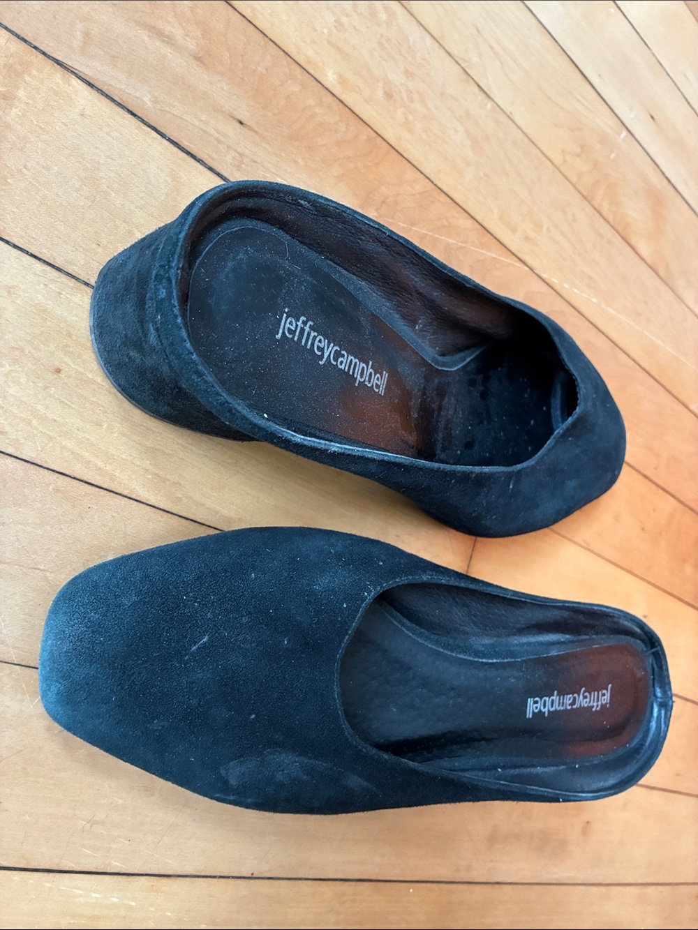 Jeffrey Campbell Black Suede Square Toe Low Heel Flats